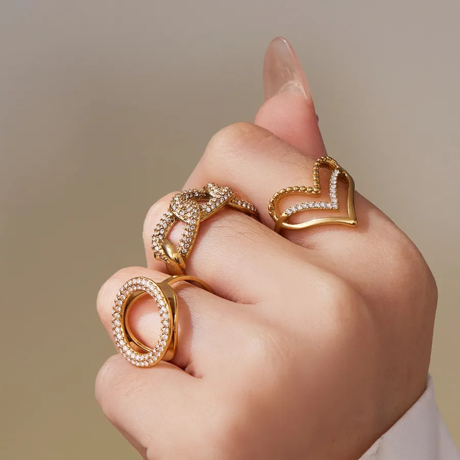 Gold Plated Geometric Zircon Ring for Women