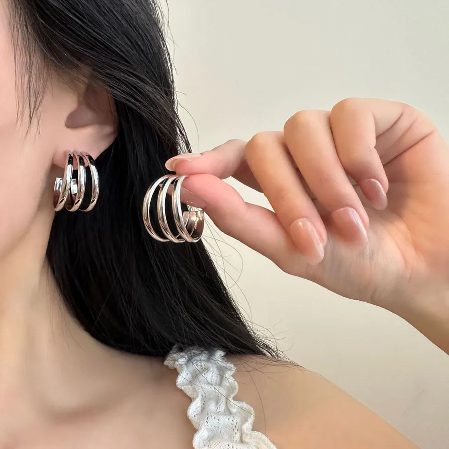 Titanium Steel Geometric U-Shaped Earrings PJER253 Steel Color 25mm