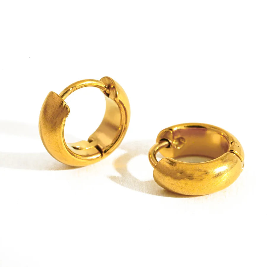 18K Gold Plated Geometric Round Stud Earrings 3-Width 4mm*Inner Diameter 12mm