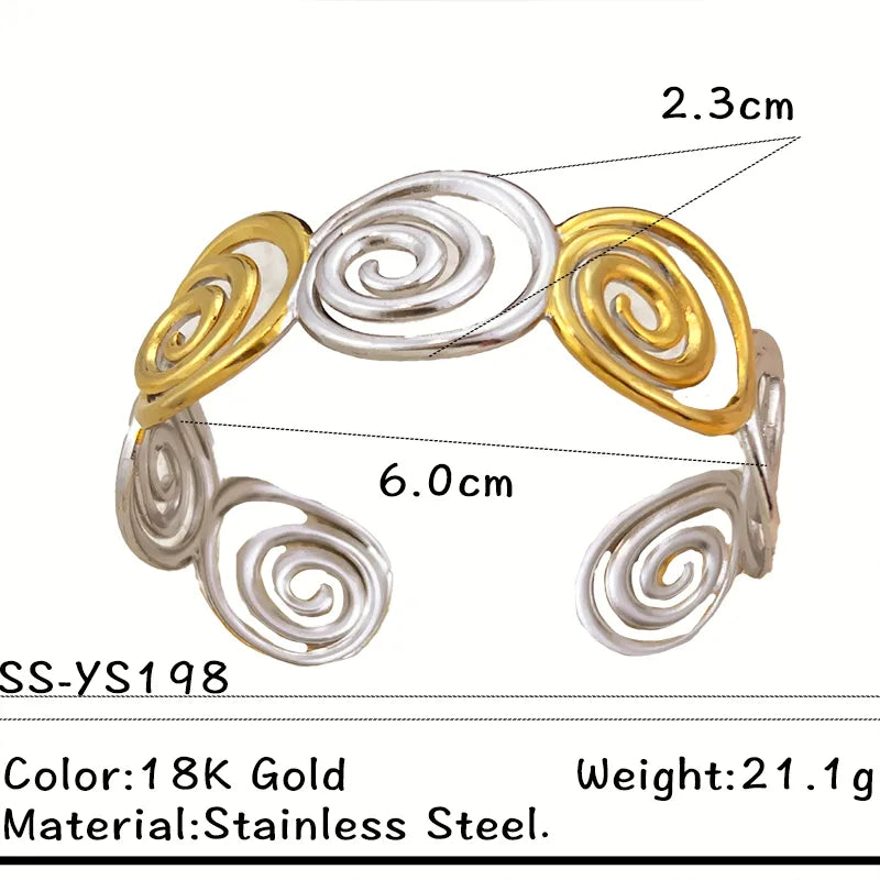 Gold & Silver Stainless Steel Adjustable Bracelet One Size Gold and Silver Color Matching SS-YS198