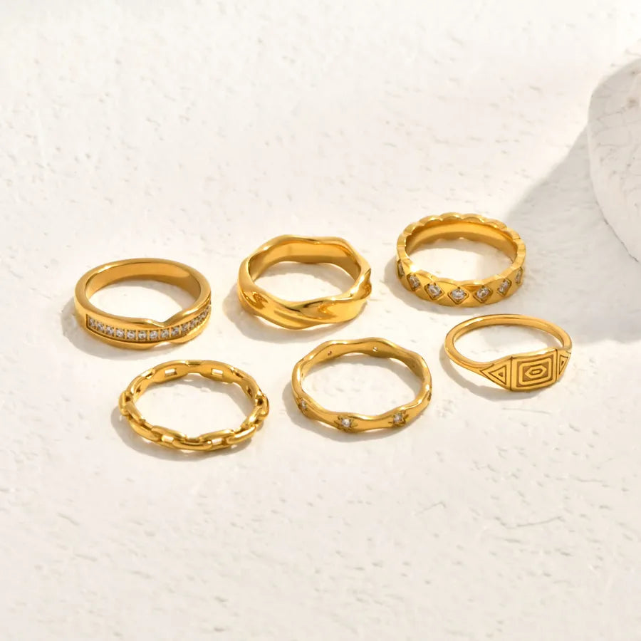 18K Gold Plated Geometric Zircon Ring