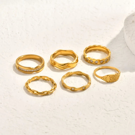 18K Gold Plated Geometric Zircon Ring