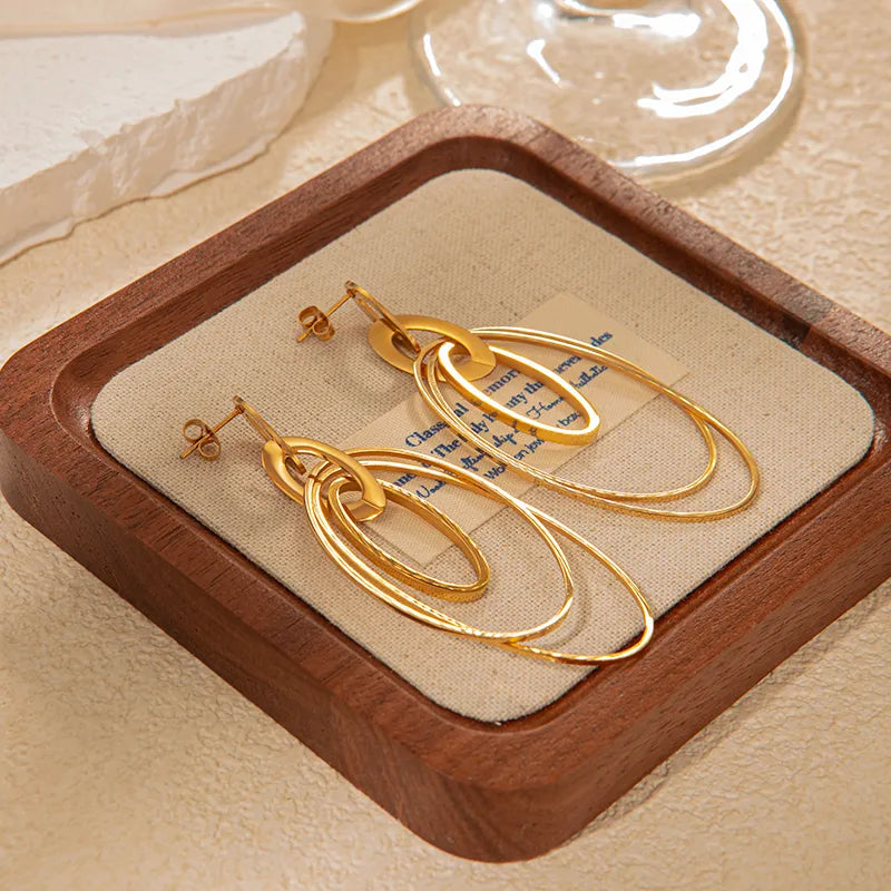 18K Gold Plated Geometric Stainless Steel Earrings