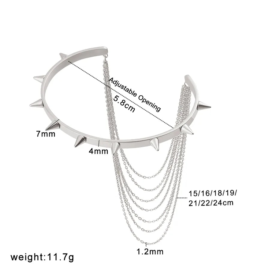 18K Gold Rivet Geometric Stainless Steel Bangle CK1414 Steel Color