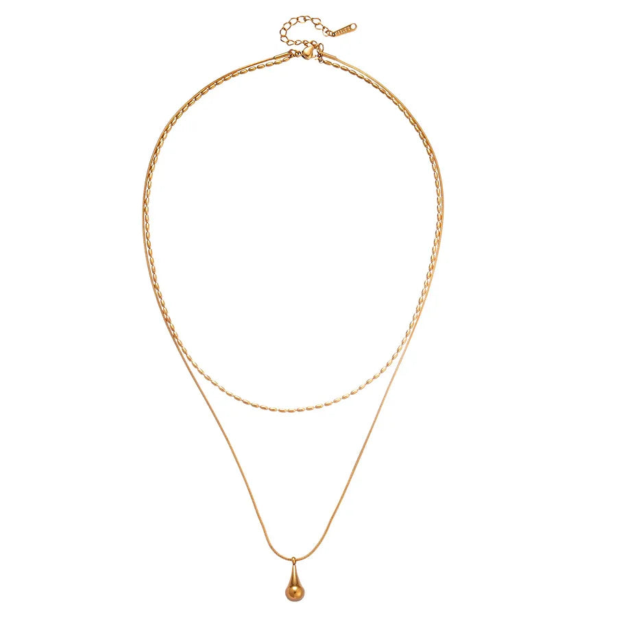 Stainless Steel Waterdrop Double Layer Necklace