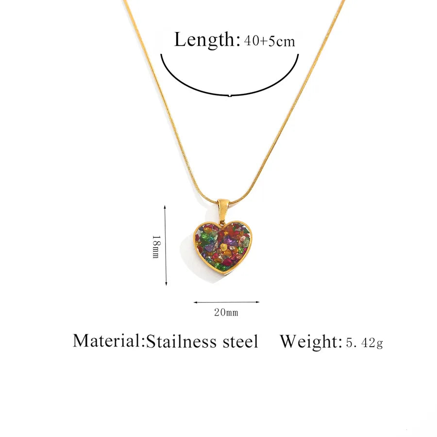 Resin Heart Pendant Necklace for Women Colorful Heart Pendant Necklace