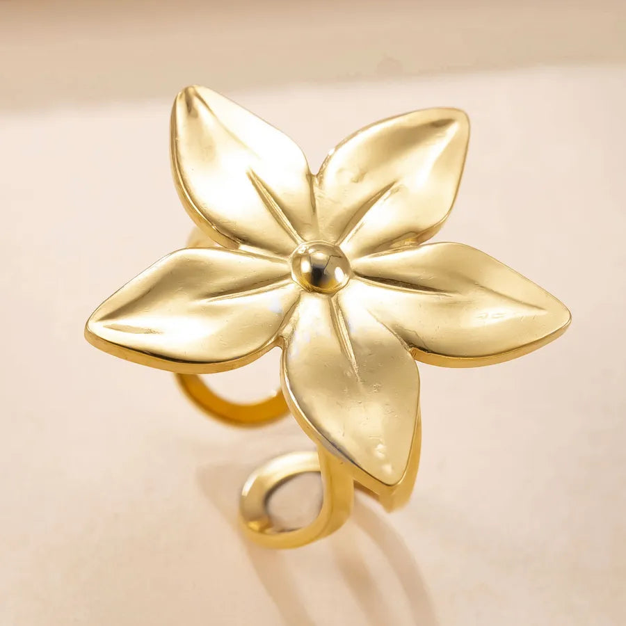 Geometric Stainless Steel Open Ring Average Size Gold-L Style