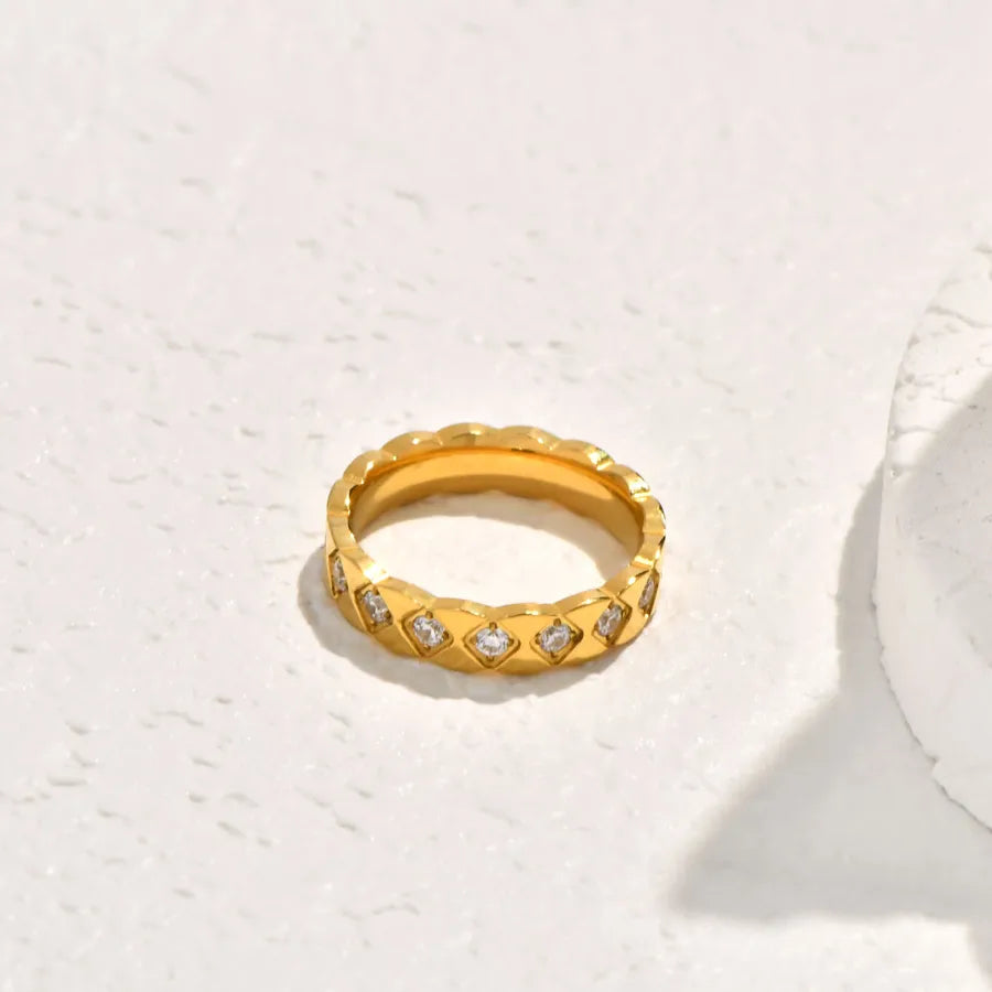 Gold & Silver Geometric Zircon Ring
