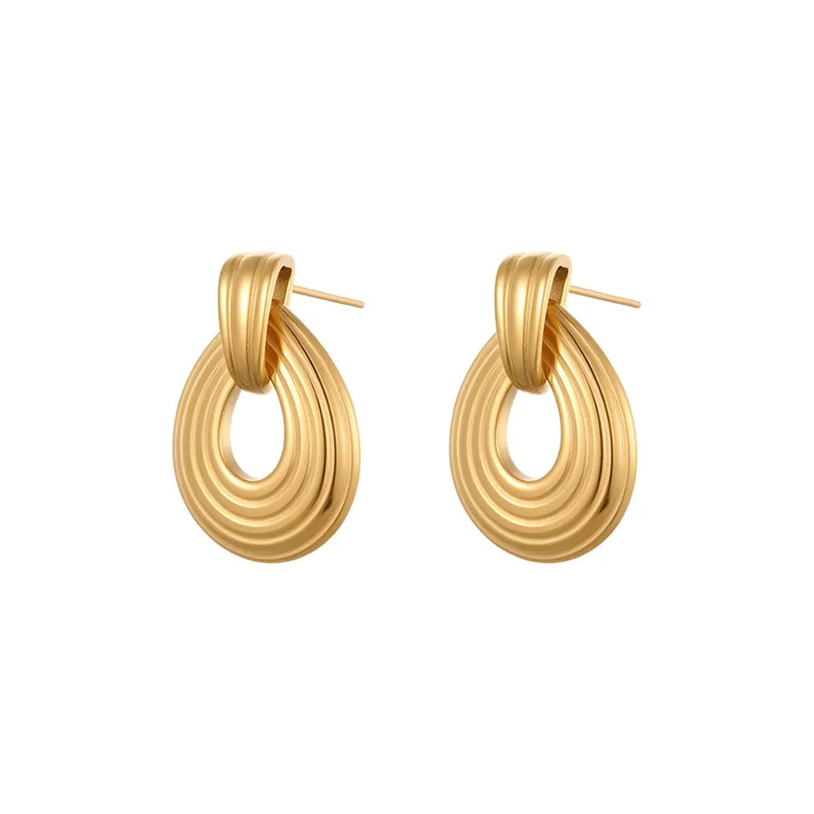 18K Gold Plated Textured Oval Hoop Earrings