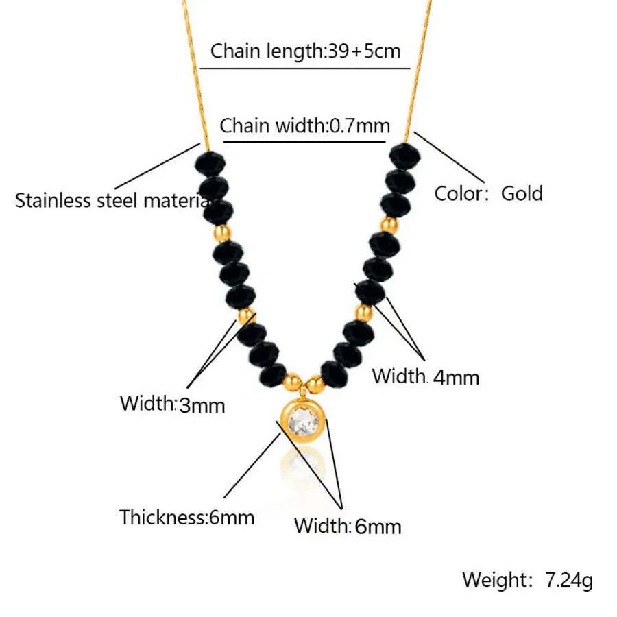 Gold Crystal Pendant Necklace for Women Dark Black IP 11 Pro (5.8-Inch)