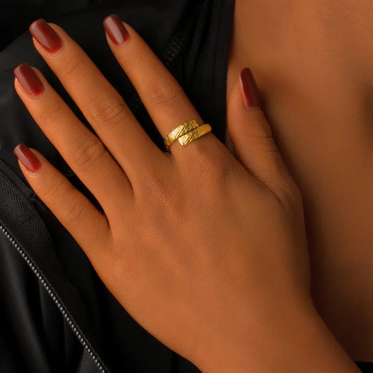 Gold Plated Adjustable Open Ring for Women