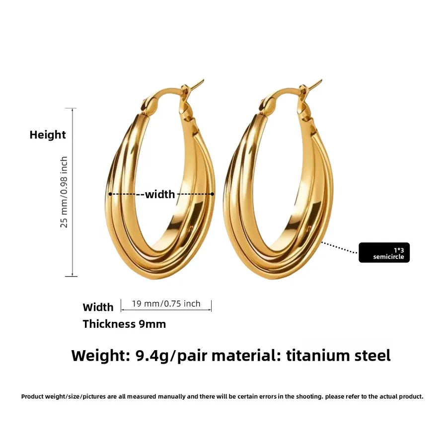 Titanium Steel Geometric U-Shaped Earrings PJER234 Gold 30mm