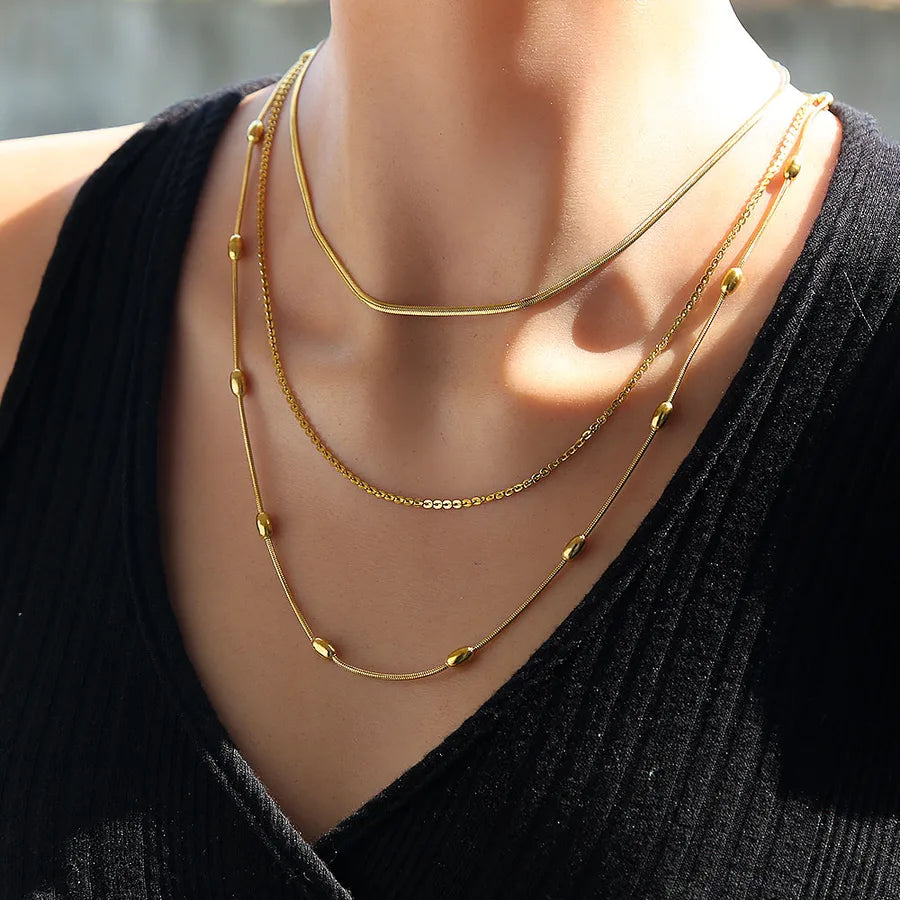 Stainless Steel Layered Snake Chain Necklace
