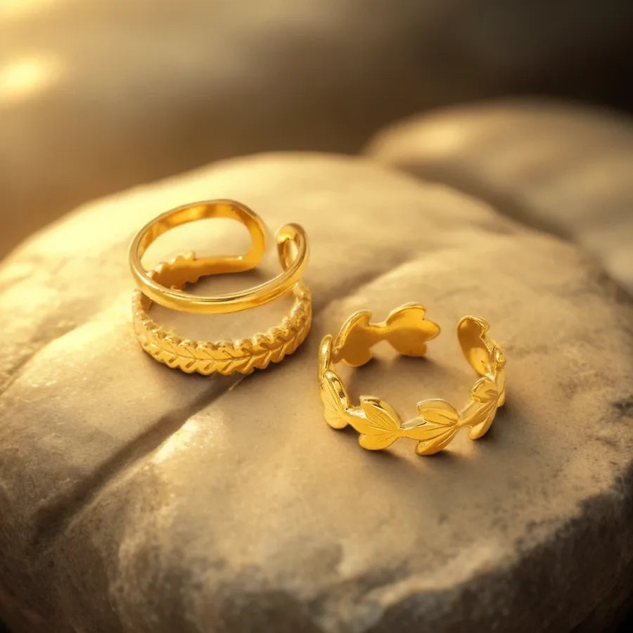 Adjustable Gold Stainless Steel Open Ring