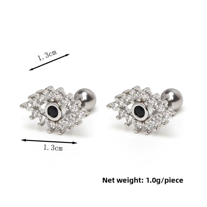 Stainless Steel Eye Stud Earrings – Silver Silver(One Piece)