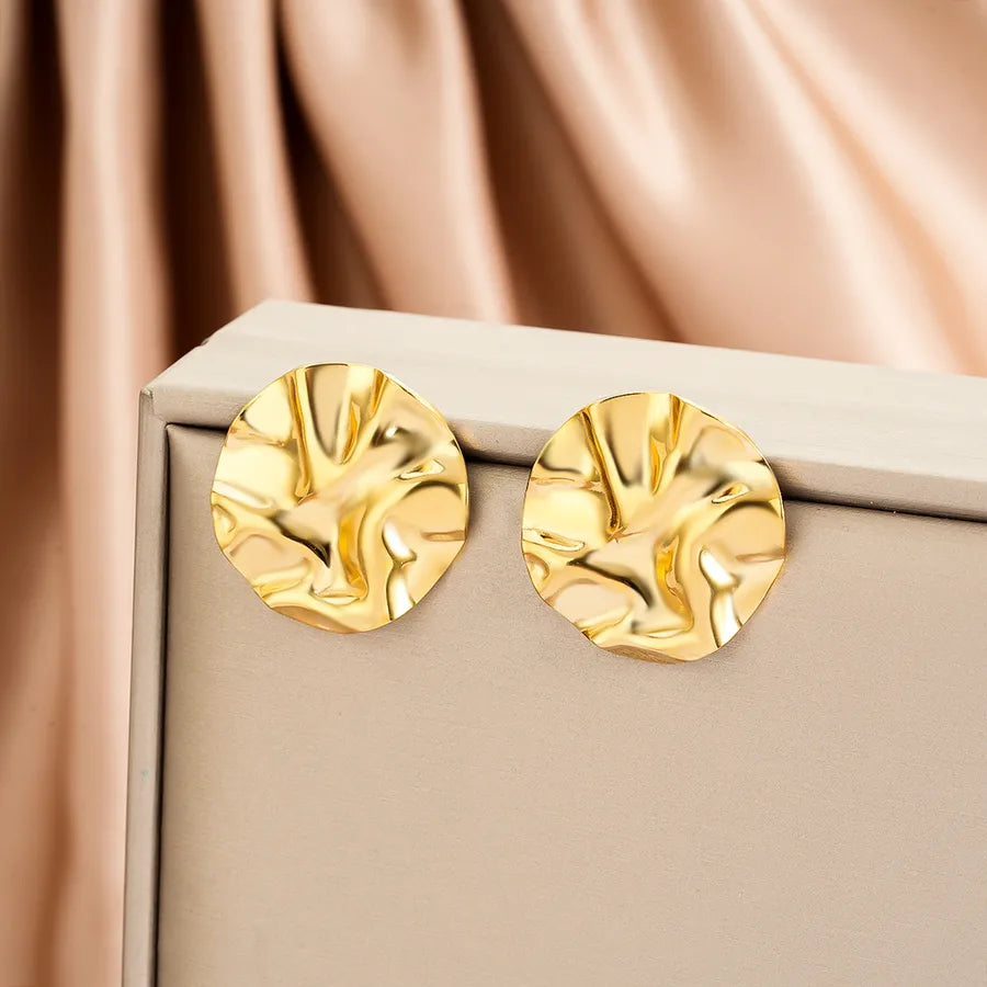 Irregular 18K Gold Plated Stainless Steel Earrings E1405-A (Gold Stud Earrings Pairs)
