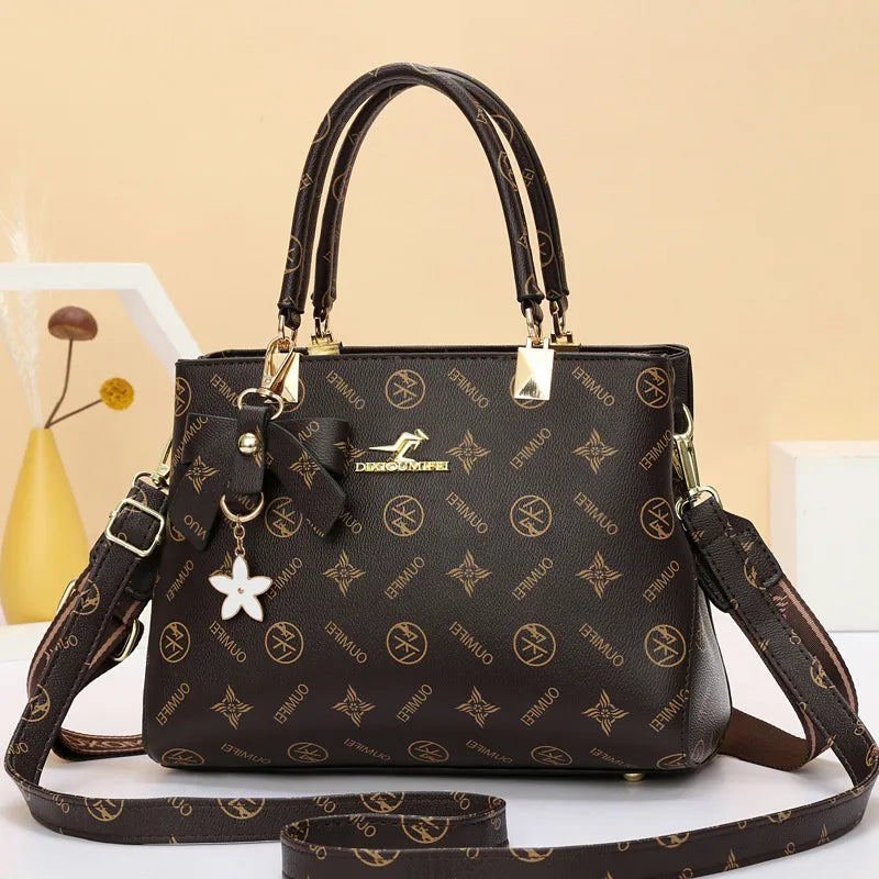 Elegant PU Leather Shoulder Crossbody Handbag Coffee