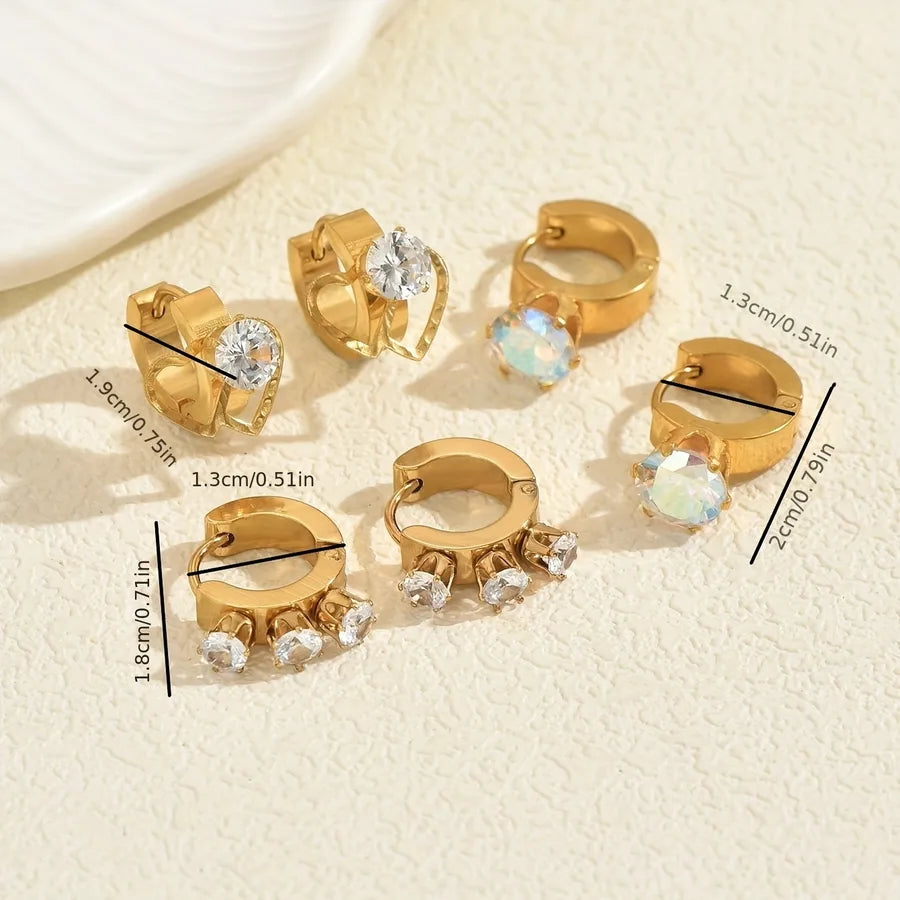 Gold Heart Glow Zircon Earrings