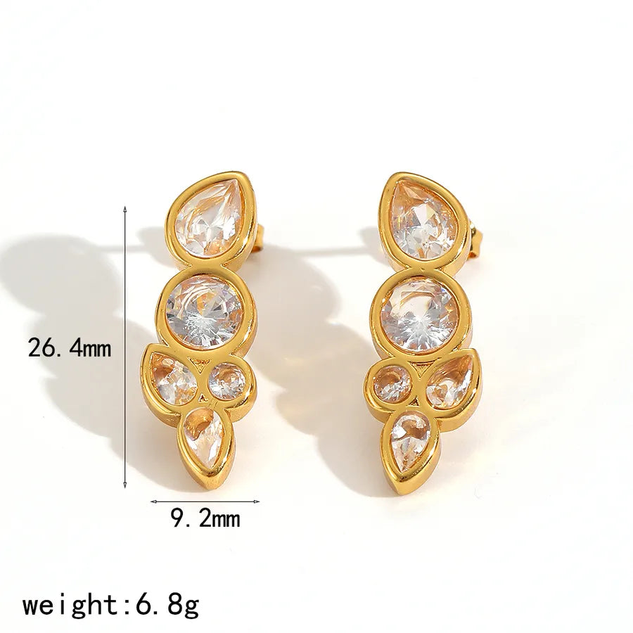 18K Gold Plated Stainless Steel Rhinestone Earrings