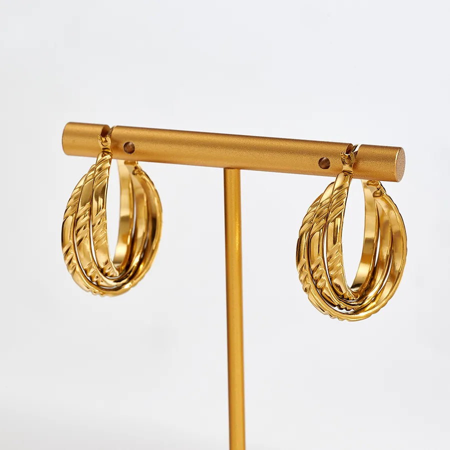 Minimalist Gold Plated Stainless Steel Hoop Earrings