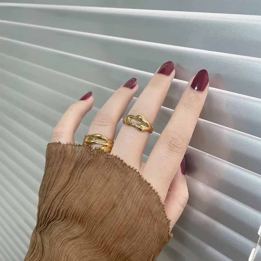 18K Gold Plated Hollow Stainless Steel Ring