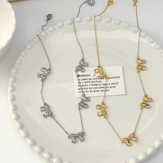 Gold Plated Butterfly Knot Pendant Necklace