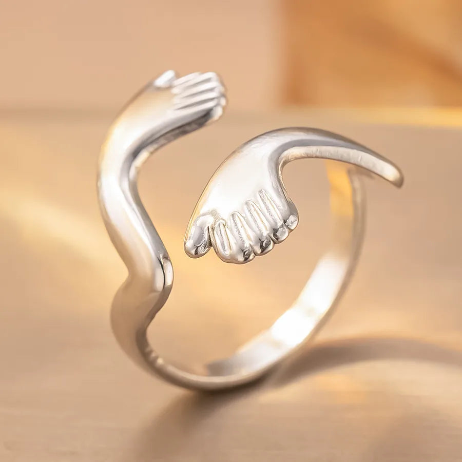 Geometric Titanium Steel Couple Ring K176 Steel Color Ring Open