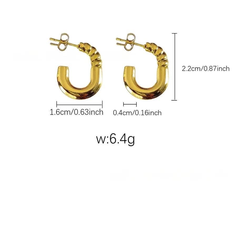 Elegant Gold Titanium Steel Hoop Earrings