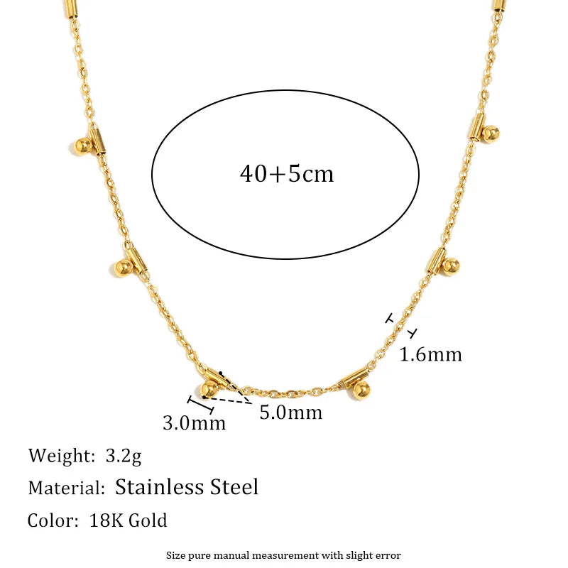 18K Gold Plated Geometric Tassel Necklace Fine Chain Tassel Pendant Collection - Gold -2