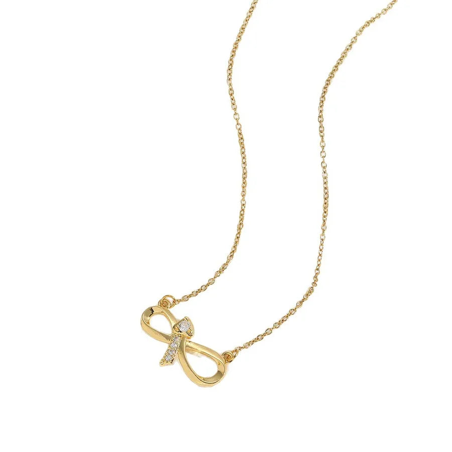 18K Gold Plated Zircon Bow Necklace