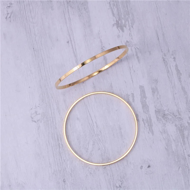 18K Gold Plated Geometric Titanium Bangle