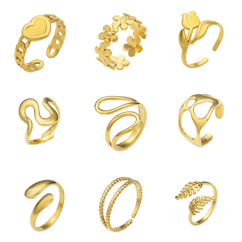 Geometric Titanium Steel Open Ring