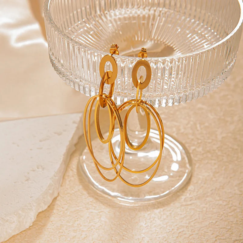 18K Gold Plated Geometric Stainless Steel Earrings