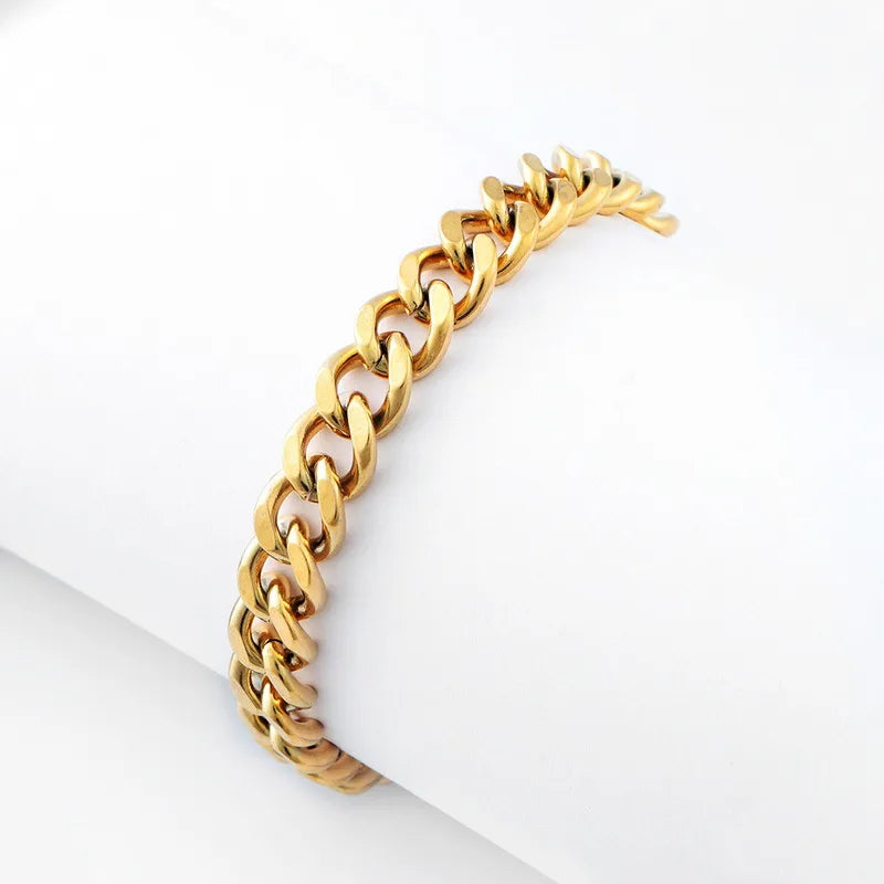 Bold Gold Titanium Steel Chain Bracelet
