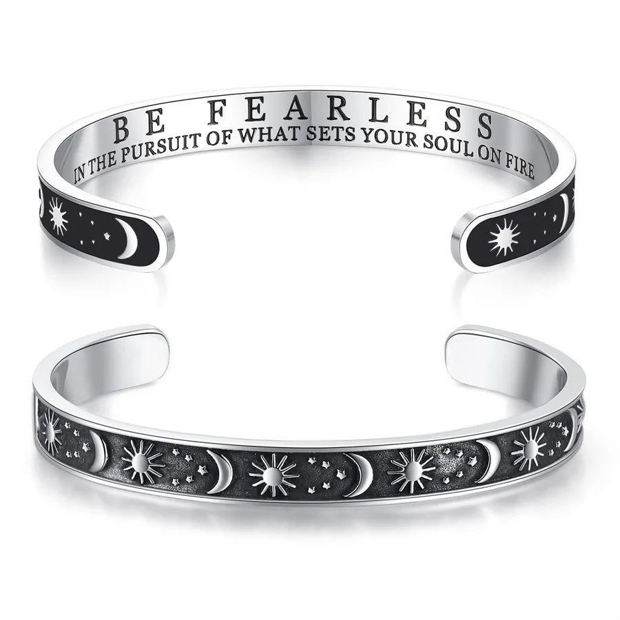 Retro Heart Stainless Steel Bangle 37-Graduation Gifts - Sun & Moon -y