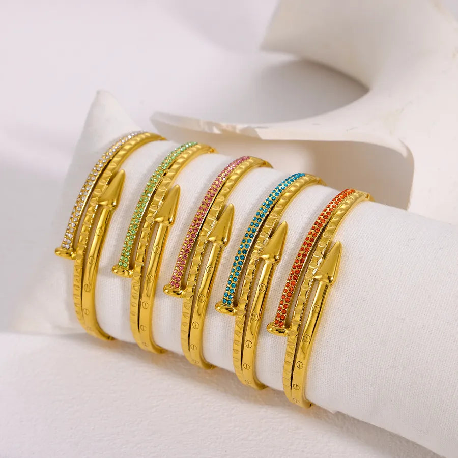 Elegant Zircon Titanium Steel Bangle