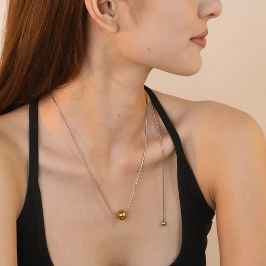 Gold Stainless Steel Geometric Pendant Necklace
