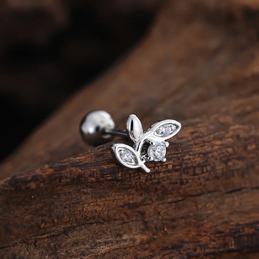 Stainless Steel Zirconia Stud Earrings 3440 Silver Ear Studs