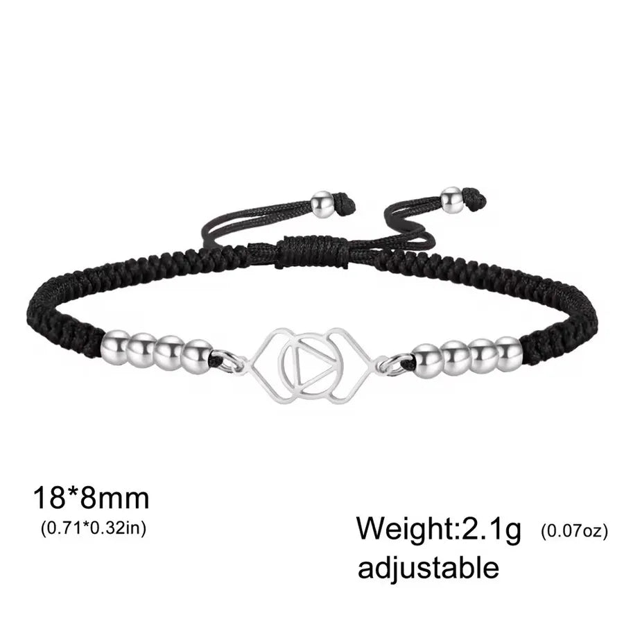 Mandala Lotus Red Rope Bracelet Element 6-steel Color with Black Rope