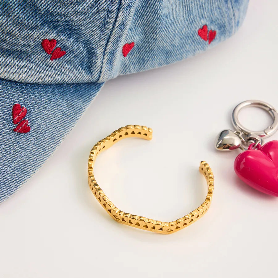 18K Gold Plated Lace Stainless Steel Bangle