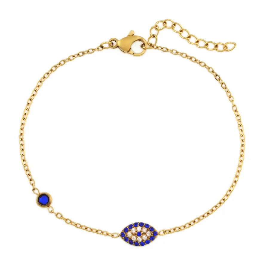 Heart-Shaped Zircon Titanium Steel Bracelet B0232G Eye Bracelet