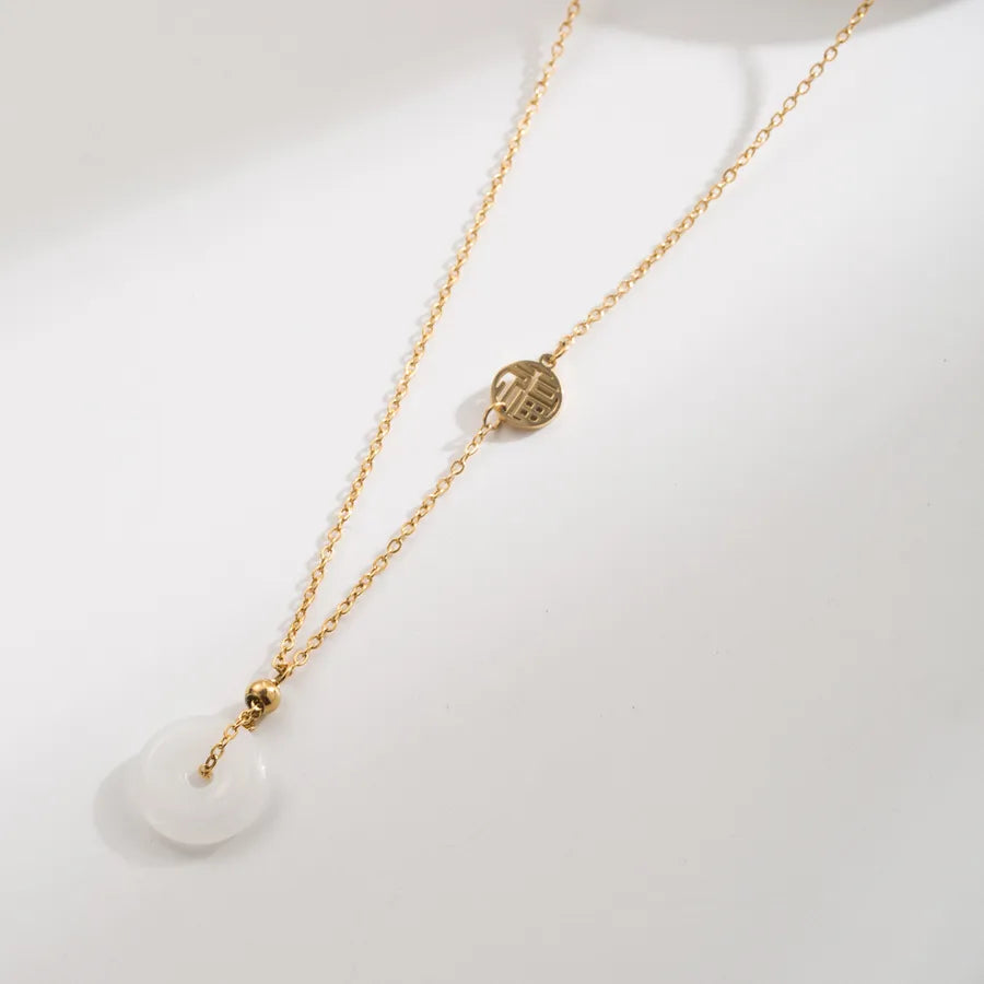 Gold Plated Circular Pendant Necklace