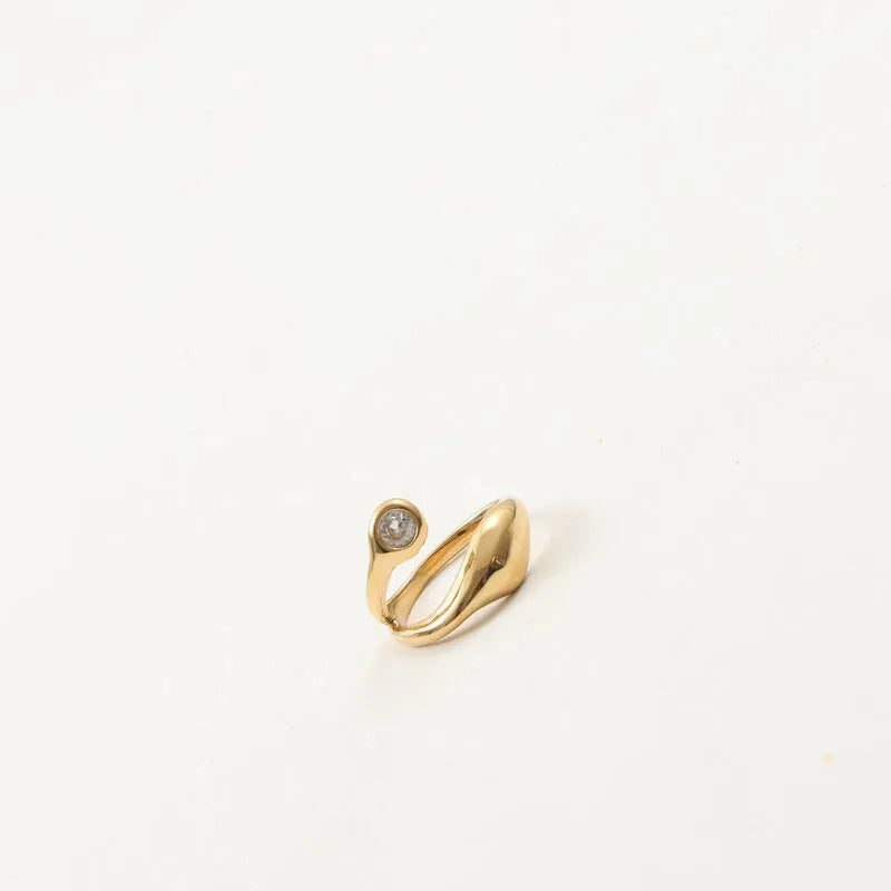 18K Gold Plated Titanium Steel Ring with Zirconia