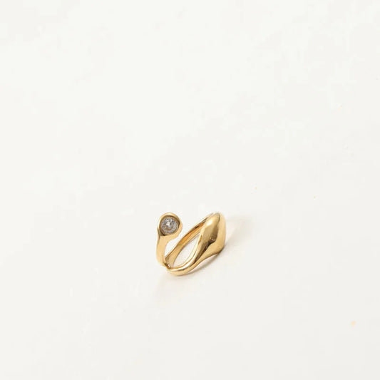 18K Gold Plated Titanium Steel Ring with Zirconia