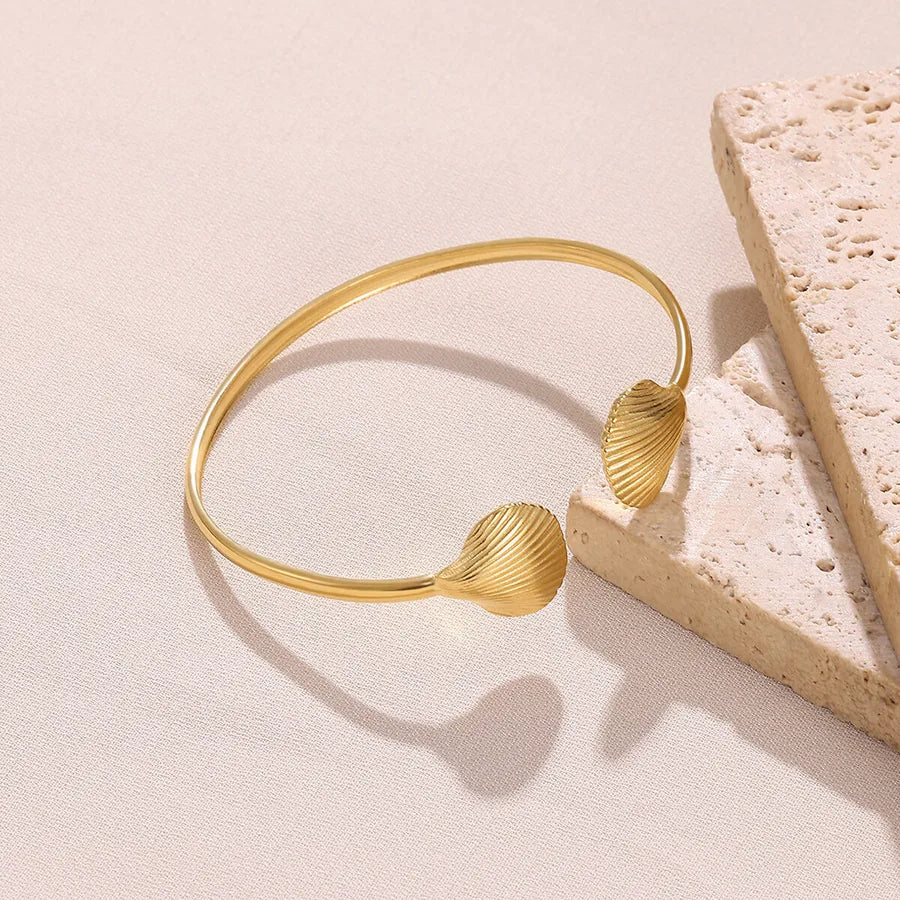 Oversized Gold Stainless Steel Bangle for Women