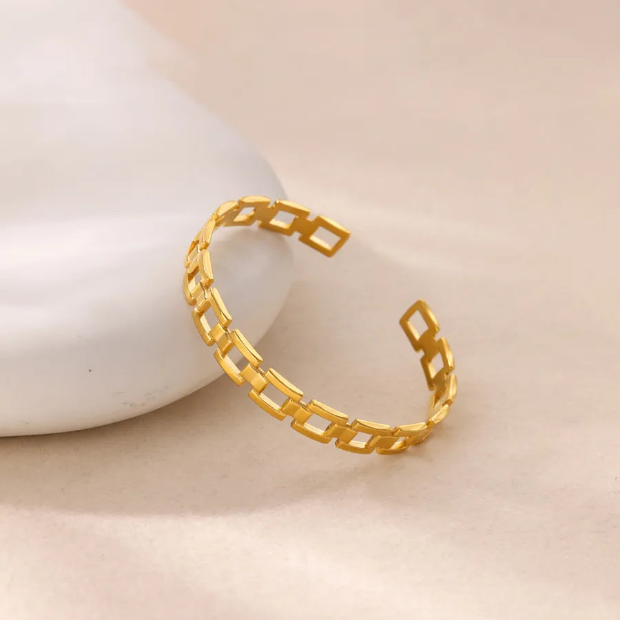 18K Gold Leaf & Flower Stainless Steel Bangle