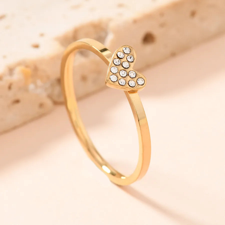 Women's Gold Plated Titanium Steel Ring Heart Shape