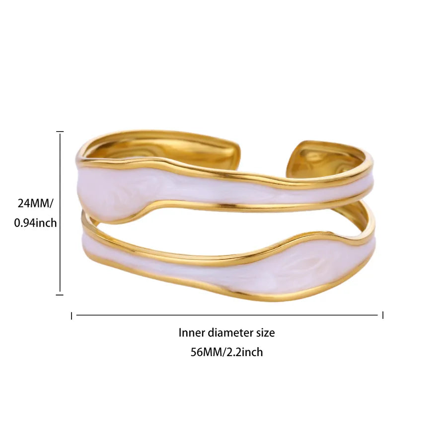 18K Gold Plated Pearl Cross Stainless Steel Bangle