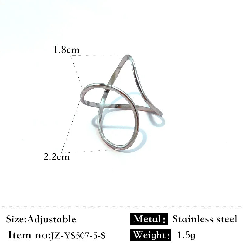 Gold & Silver Stainless Steel Open Ring Silver JZ-507-5