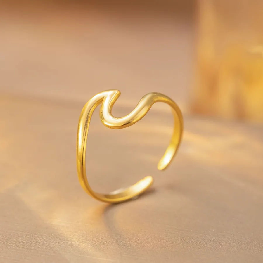 18K Gold Titanium Steel Geometric Open Ring K301 Gold Ring Adjustable